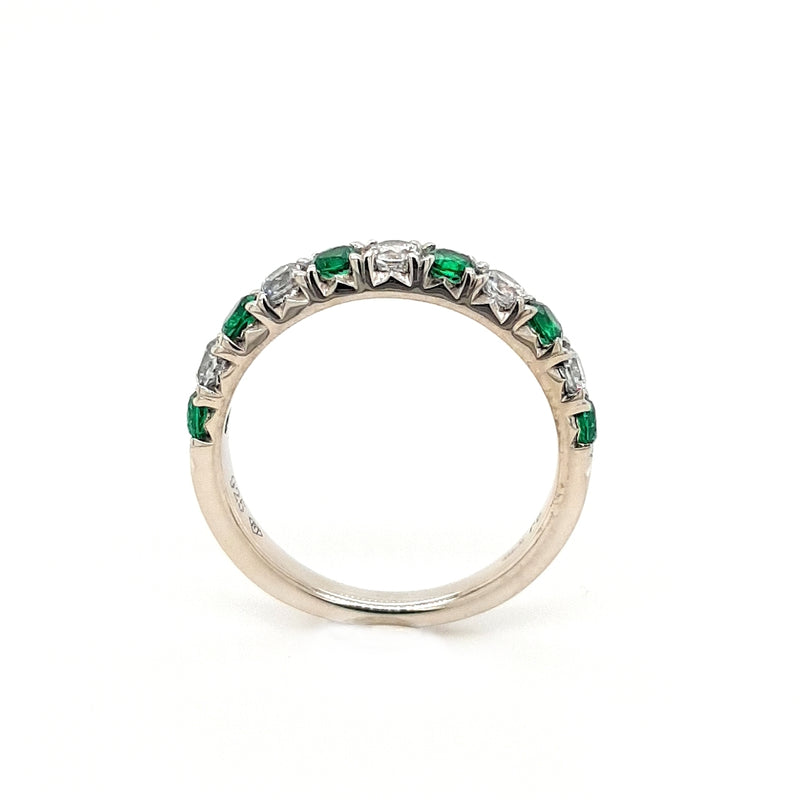 Silver and Green Cubic Zirconia Eternity Ring