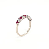 Silver and Red Cubic Zirconia Eternity Ring
