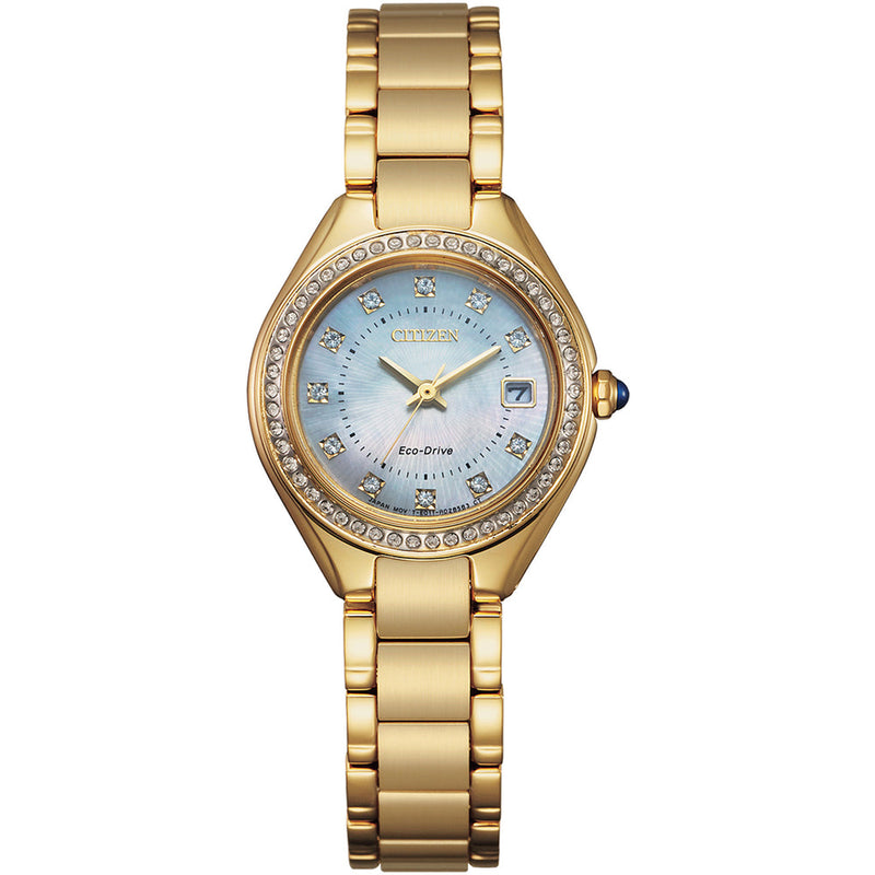 Citizen Sihouette Crystal Mother of Pearl Dial 26mm Ladies Watch EW2552-50D
