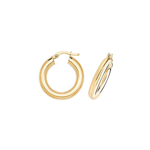 9ct Gold 4mm Thickness Hinged Hoop Earrings