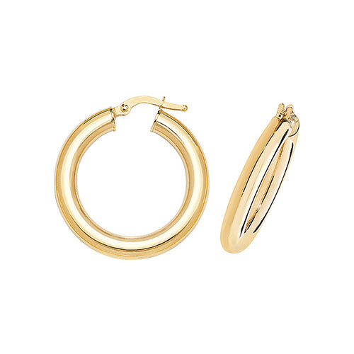 9ct Gold 4mm Thickness Hinged Hoop Earrings