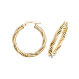 9ct Gold 1.5mm Thickness Twisted Hoop Earrings