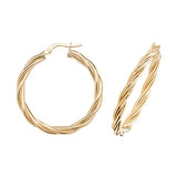 9ct Gold 1.5mm Thickness Twisted Hoop Earrings