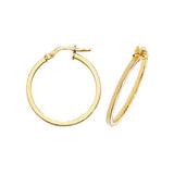 9ct Gold 1.40mm Thickness Square Tube Hoop Earrings