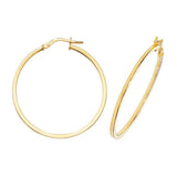 9ct Gold 1.40mm Thickness Square Tube Hoop Earrings