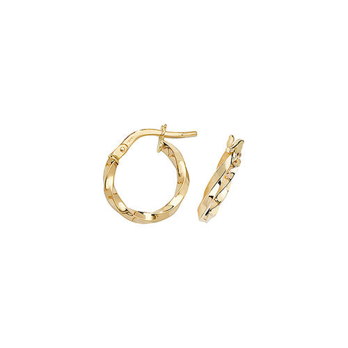 9ct Gold 1.40mm Thickness Twisted Hoop Earrings