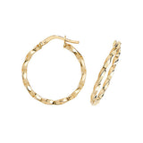 9ct Gold 1.40mm Thickness Twisted Hoop Earrings