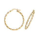 9ct Gold 1.40mm Thickness Twisted Hoop Earrings