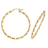 9ct Gold 1.40mm Thickness Twisted Hoop Earrings