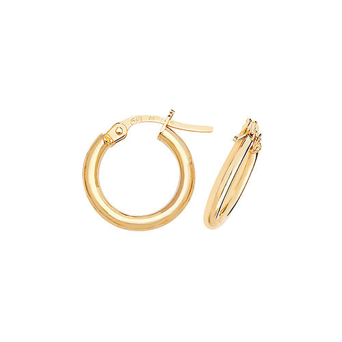 9ct Gold 10mm Polished Hoop Earrings