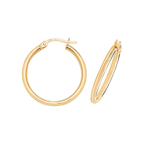 9ct Gold Polished Round Hoop Earrings