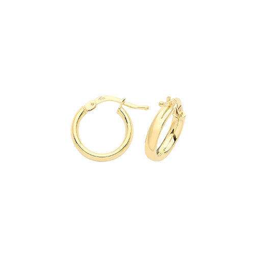 9ct Gold 10mm Round Hoop Earrings