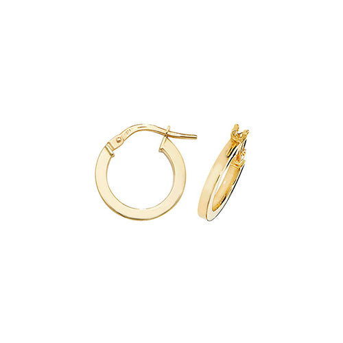 9ct Gold Squared Tube 2mm Thickness Hoop Earrings