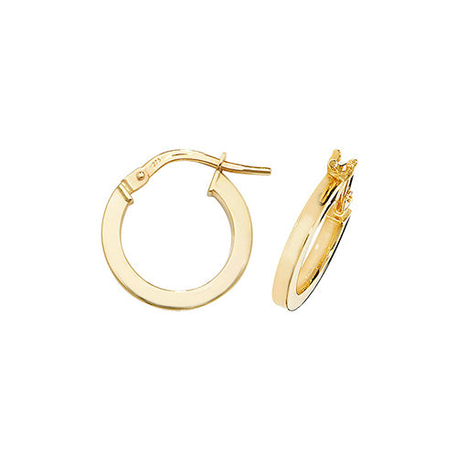 9ct Gold Squared Tube 2mm Thickness Hoop Earrings