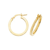 9ct Gold Squared Tube 2mm Thickness Hoop Earrings