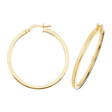 9ct Gold Squared Tube 2mm Thickness Hoop Earrings