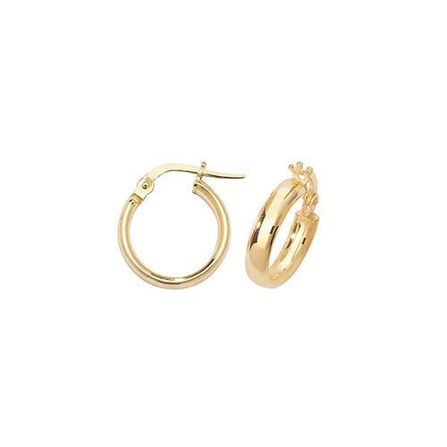 9ct Gold 2.70mm Thickness Polished Round Hoop Earrings