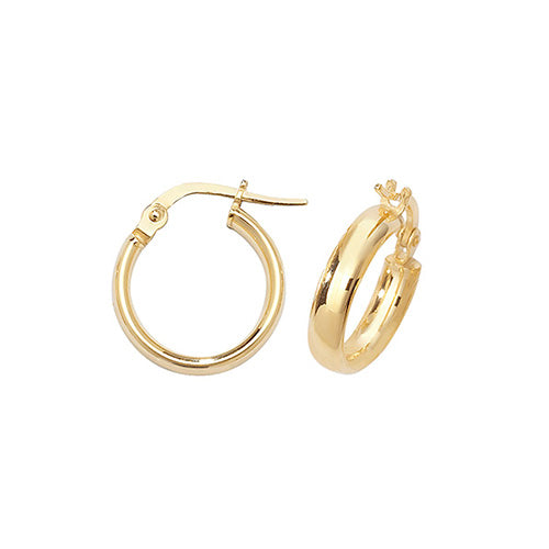 9ct Gold 2.70mm Thickness Polished Round Hoop Earrings