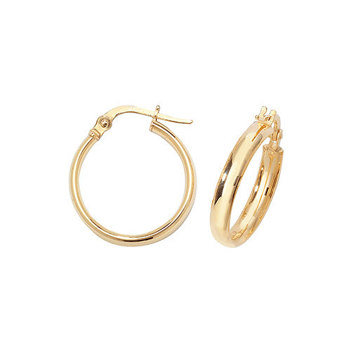 9ct Gold 2.70mm Thickness Polished Round Hoop Earrings