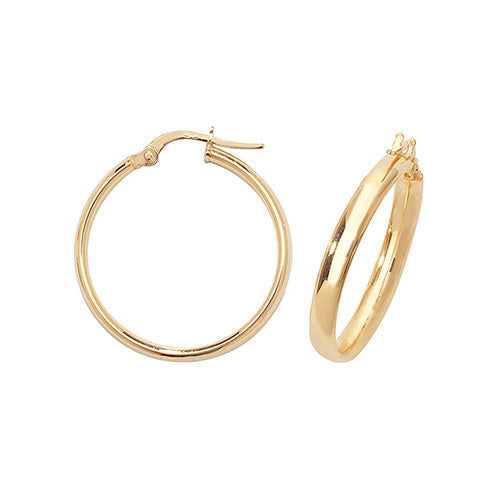 9ct Gold 2.70mm Thickness Polished Round Hoop Earrings