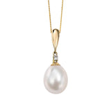 9ct Gold Diamond & Cultured Pearl Necklace
