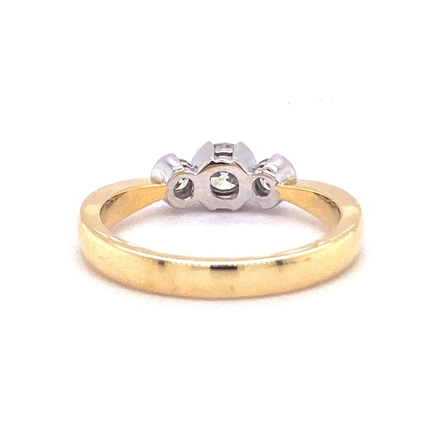 18ct Yellow Gold Rubover Three Stone Engagement Ring