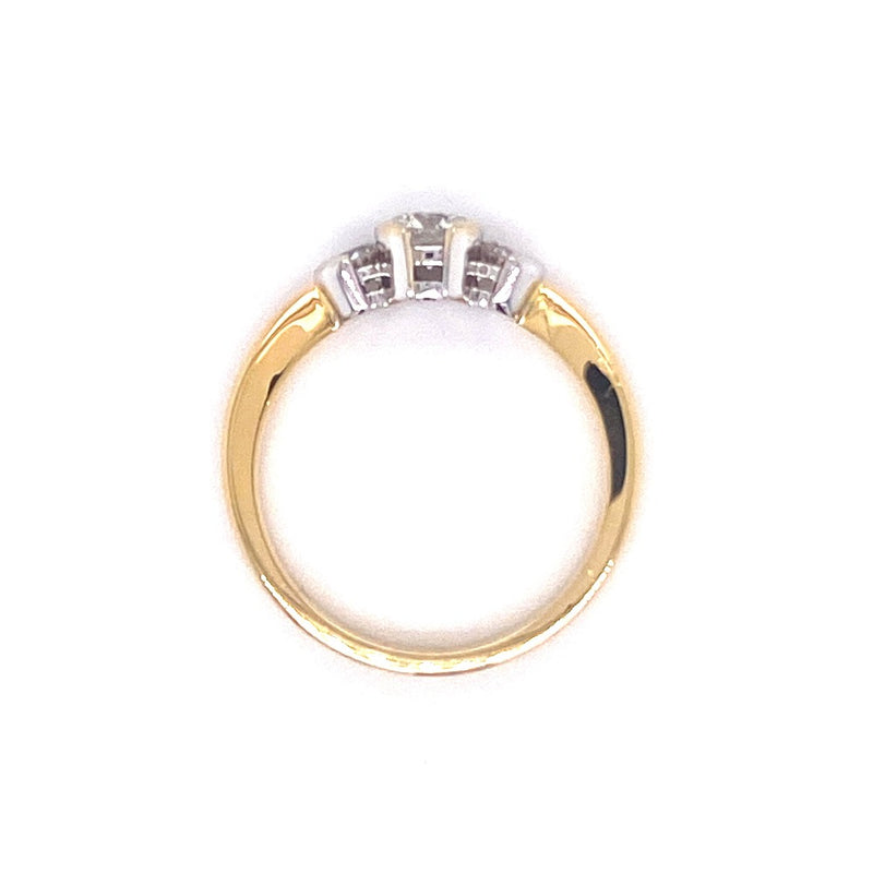18ct Yellow Gold Rubover Three Stone Engagement Ring