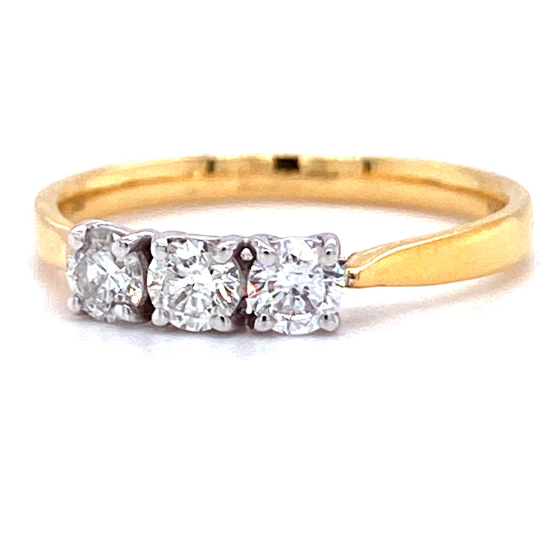 18ct Yellow Gold Three Stone 0.36ct Diamond Engagement Ring