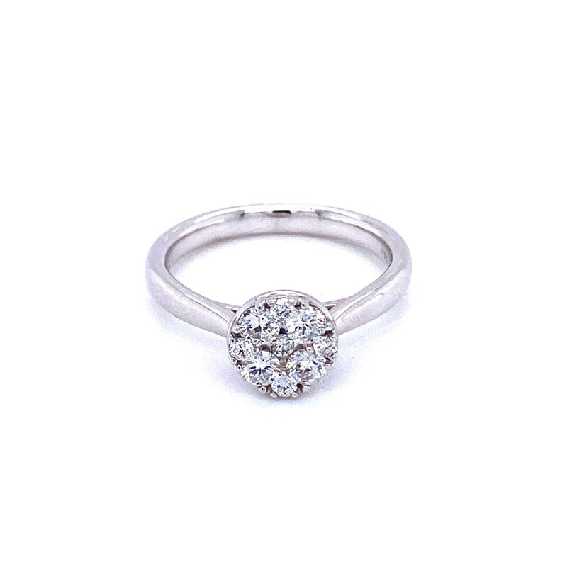 18ct White Gold Cluster 0.50ct Engagement Ring