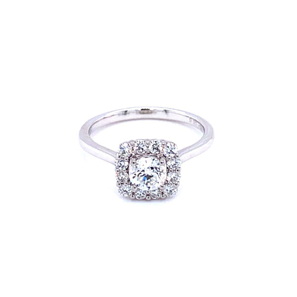 Platinum Cushion Halo 0.80ct Diamond Engagement Ring