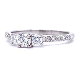 18ct White Gold Three Stone with Diamond Shoulders Engagement Ring