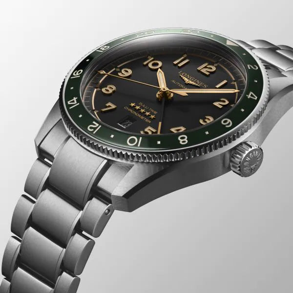 Longines Spirit Zulu Time Automatic Steel Green 42mm Mens Watch L38124636