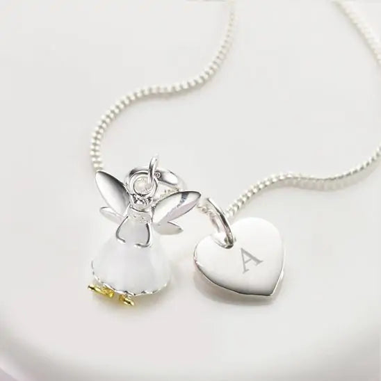Molly Brown Personalised White Fairy Heart Necklace MB49-3