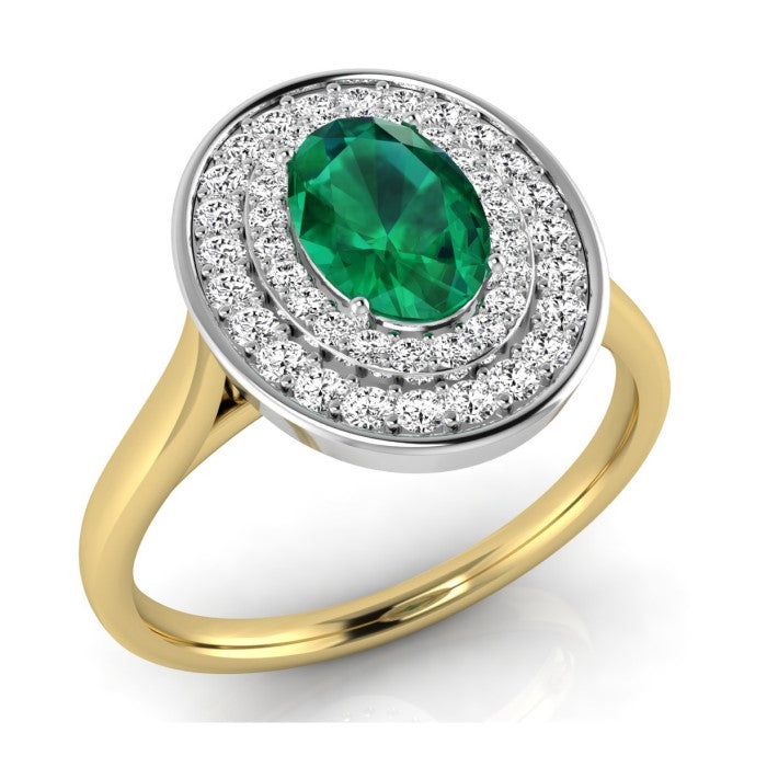 9ct Gold Diamond and Oval Ruby / Sapphire / Emerald Ring
