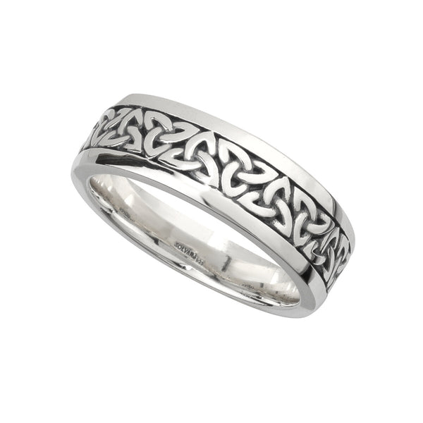 Sterling Silver Oxidised Gents Trinity Knot Band Ring