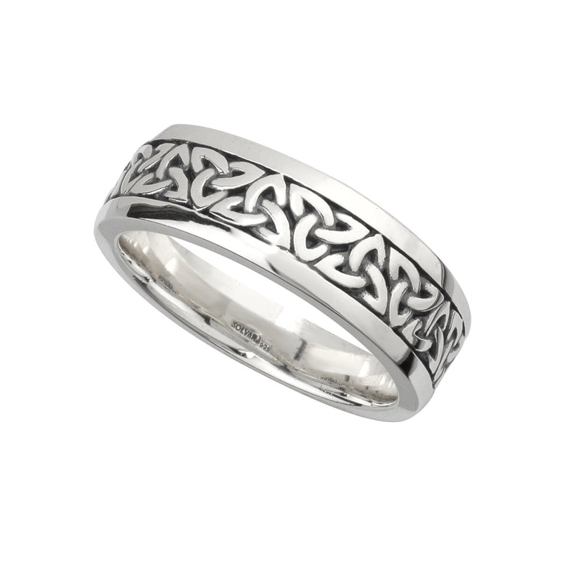 Sterling Silver Oxidised Gents Trinity Knot Band Ring