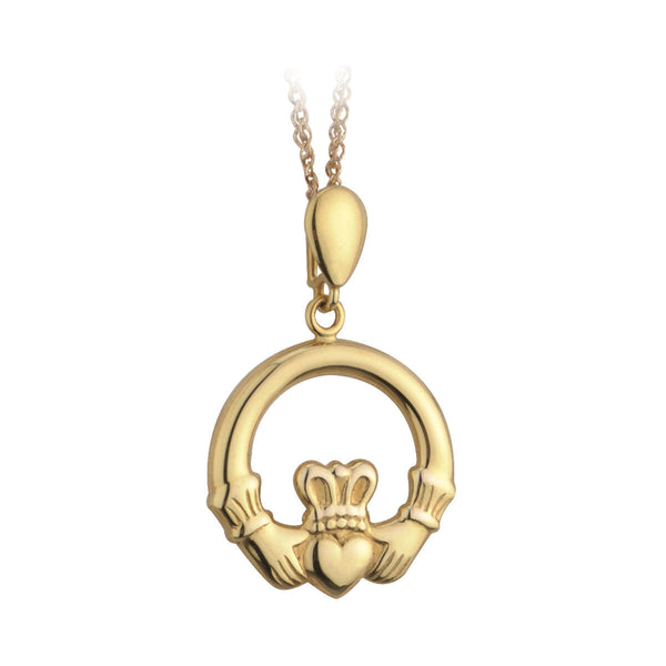 9ct Gold Claddagh Pendant Necklace S4062