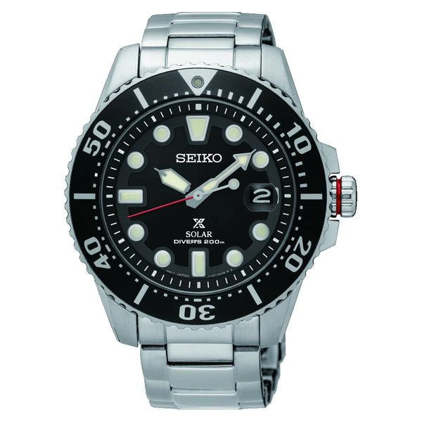 Seiko Prospex Solar Steel Black Dial 43.50mm Mens Watch SNE551P1