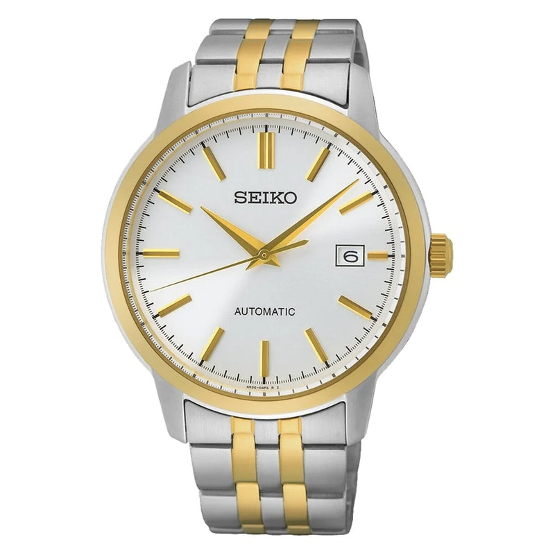Seiko Automatic 2 Tone Steel White Dial 41.2mm Mens Watch SRPH92K1