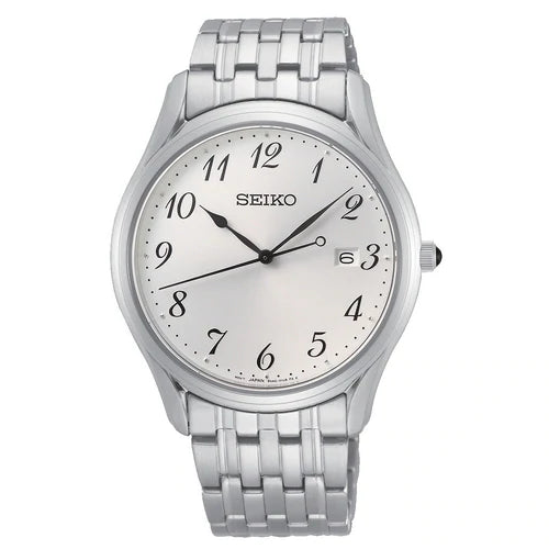 Seiko Quartz Stainless Steel White Dial 38mm Gents Watch SUR299P1