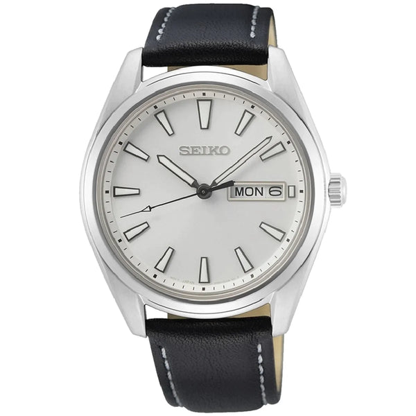 Seiko Conceptual Quartz Leather Strap White Dial 40mm Mens Watch SUR447P1
